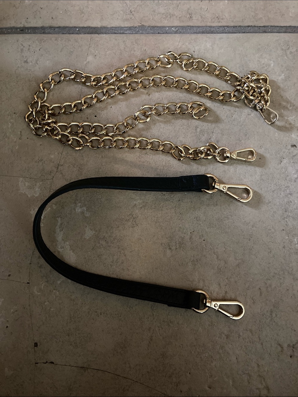 Lodis Navy Pebbled Leather Crossbody with Gold Chain - Picture 8 of 8